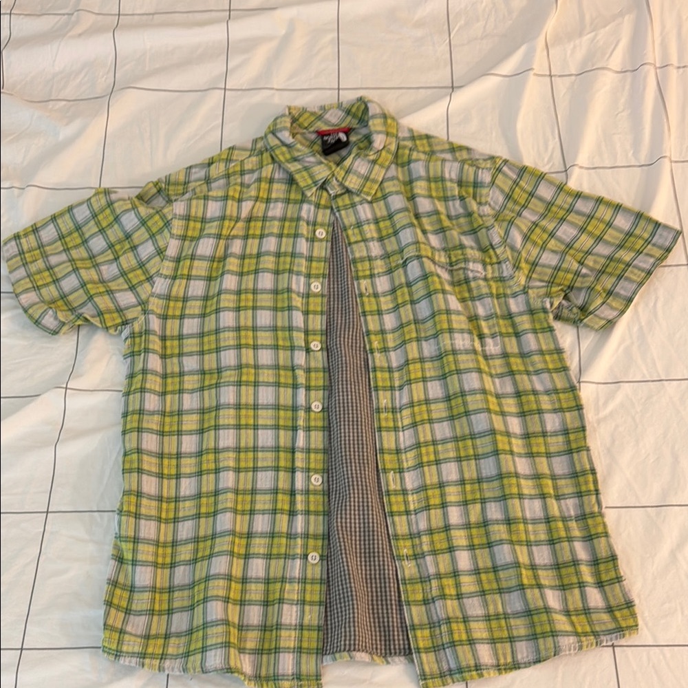 The North Face Green and Yellow Casual Button Down Shirt